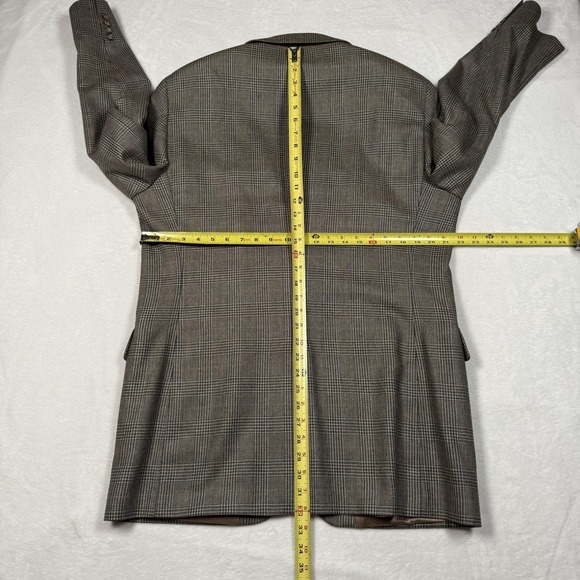 Jos A Bank Sport Coat Mens 42L Brown Gray Plaid Silk Wool Blazer Jacket Classic - Picture 7 of 13
